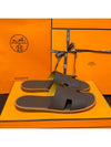 Men's Izmir Sandals Calfskin Absong Deep Brown - HERMES - BALAAN 5