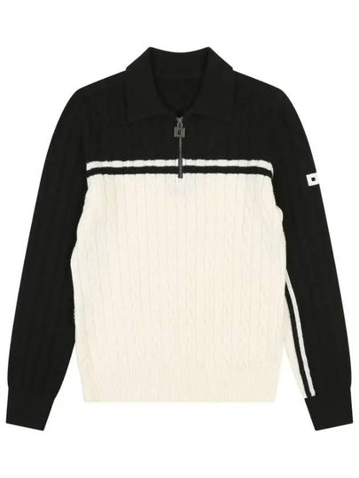 cable tissue half-zip color block sweater OF2303LBBLACK - ONOFF - BALAAN 2