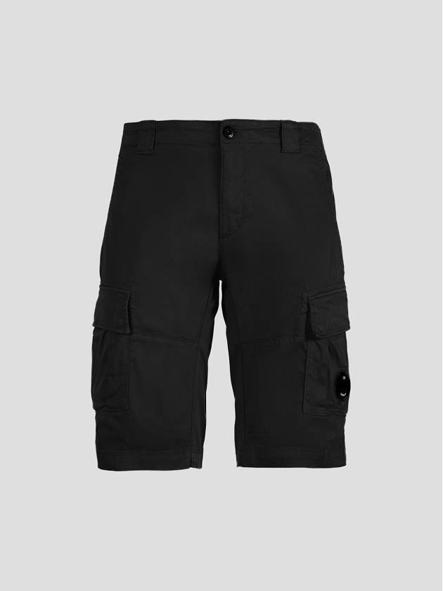 Lens Wappen Stretch Satin Cargo Shorts Black - CP COMPANY - BALAAN 2