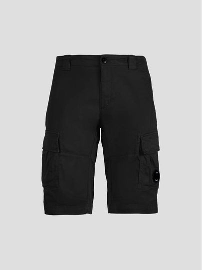 Lens Wappen Stretch Satin Cargo Shorts Black - CP COMPANY - BALAAN 2