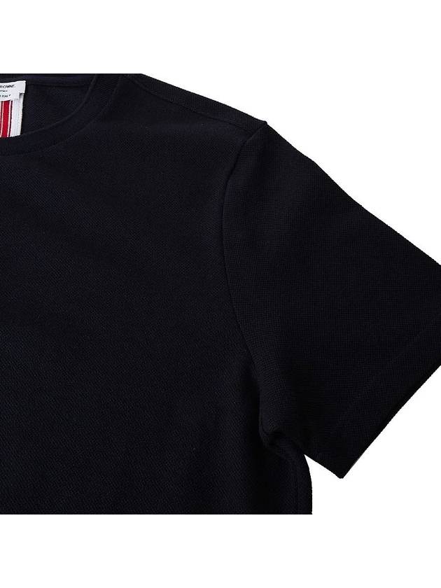 Men's Center Back Striped Short Sleeve T-Shirt Navy - THOM BROWNE - BALAAN 5