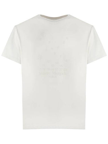 Numeric Embroidered Logo Mako Cotton Short Sleeve T-Shirt White - MAISON MARGIELA - BALAAN 1