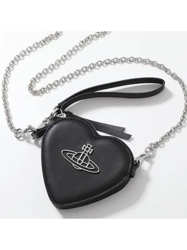 ORB Heart Chain Leather Cross Bag Black - VIVIENNE WESTWOOD - BALAAN 2