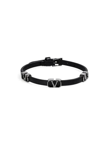 Valentino 4Y2J0M98 ADY 0NO J0M98 Garavani V logo leather bracelet - RED VALENTINO - BALAAN 1