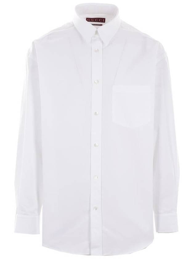 Embossed Cotton Poplin Long Sleeve Shirt White - GUCCI - BALAAN 2