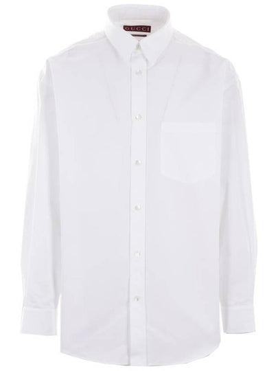 Embossed Cotton Poplin Long Sleeve Shirt White - GUCCI - BALAAN 2