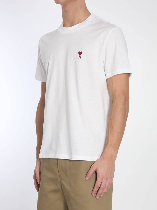 Heart Cotton Short Sleeve T-Shirt White - AMI - BALAAN 3