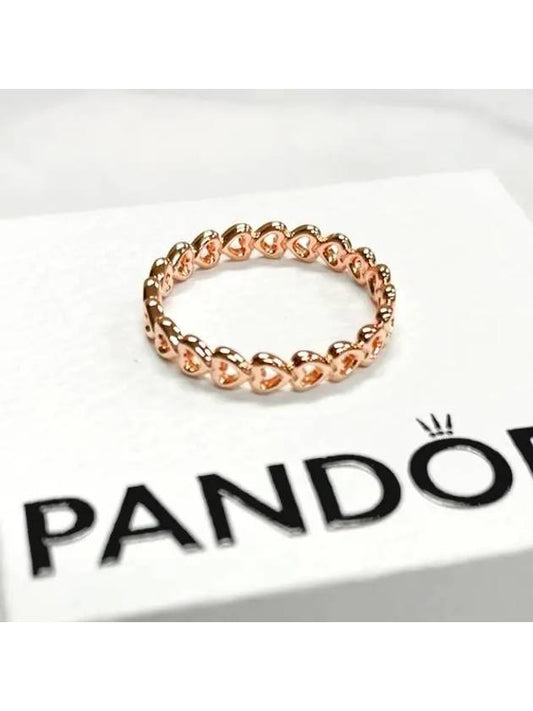 Linked Love Heart Ring Rose Gold - PANDORA - BALAAN 2