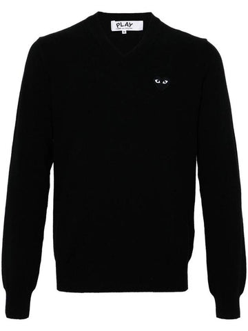 Comme Des Garçons Play Sweater Black Emblem Knit Clothing - COMME DES GARCONS PLAY - BALAAN 1