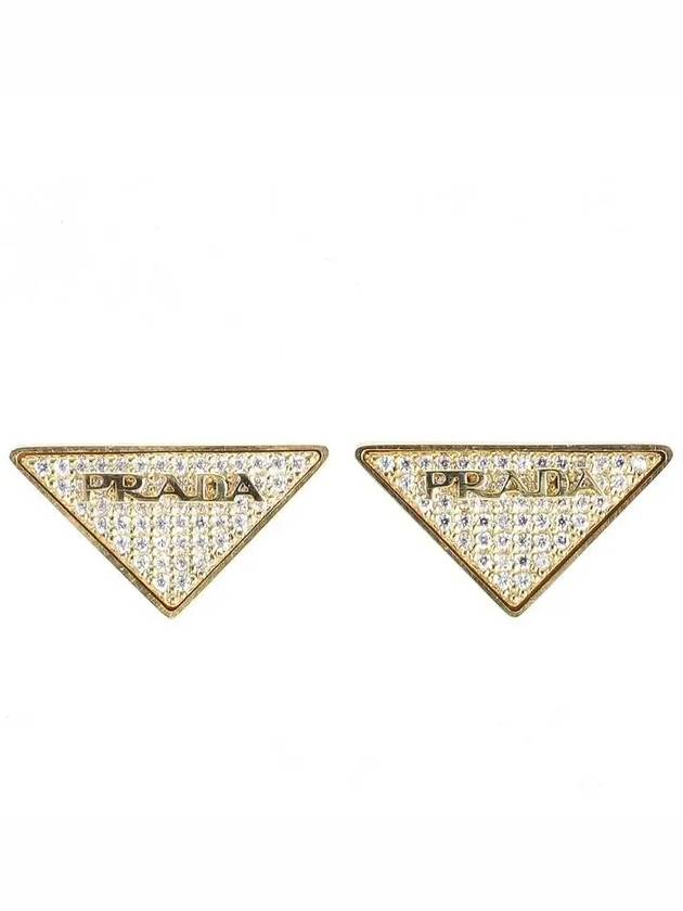 Crystal Logo Zirconie Earrings Gold - PRADA - BALAAN 2