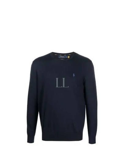 Embroidered Logo Crew Neck Knit Top Navy - POLO RALPH LAUREN - BALAAN 2