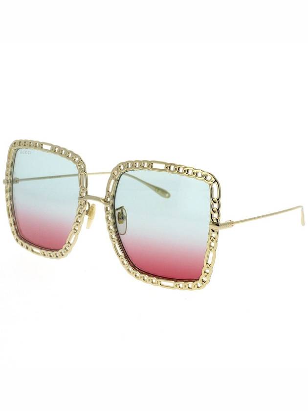 Eyewear Metal Chain Crystal Raccoon Pendant Sunglasses Navy Pink - GUCCI - BALAAN 3