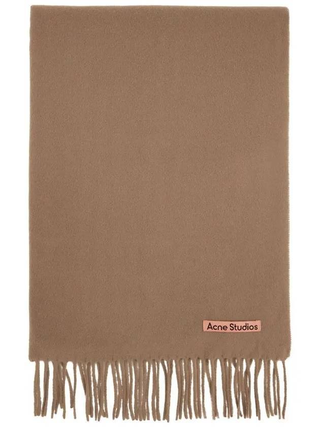 Logo Wool Fringe Muffler Brown - ACNE STUDIOS - BALAAN 1