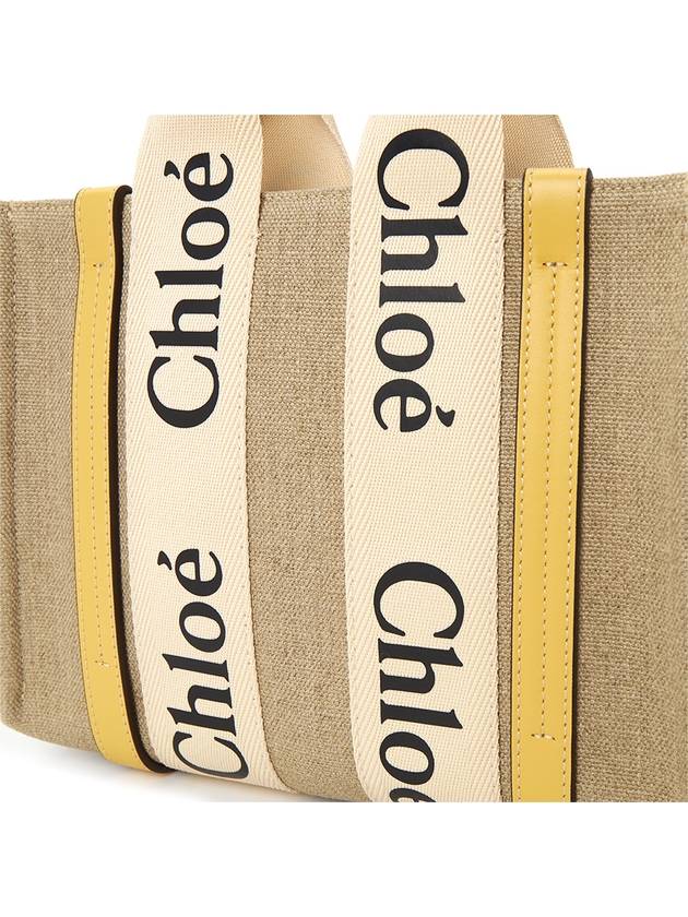 Woody Small Canvas Tote Bag Yellow Beige - CHLOE - BALAAN 8