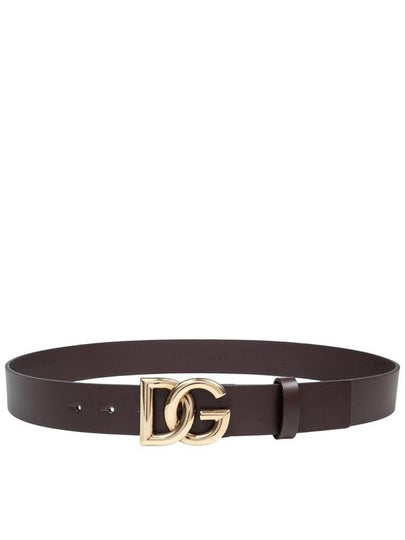 Men's DG Buckle Leather Belt Brown - DOLCE&GABBANA - BALAAN 2