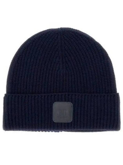 Extra Fine Merino Wool Logo Beanie Navy - CP COMPANY - BALAAN 2