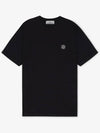 Logo Patch Short Sleeves T-Shirt Black - STONE ISLAND - BALAAN 3