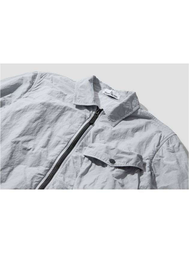 Naslan overshirt black light gray sage green, mid blue 751511803 - STONE ISLAND - BALAAN 4