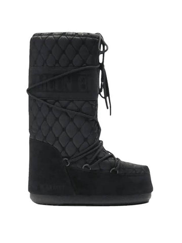 Icon Quilted Snow Winter Boots Black - MOON BOOT - BALAAN 1