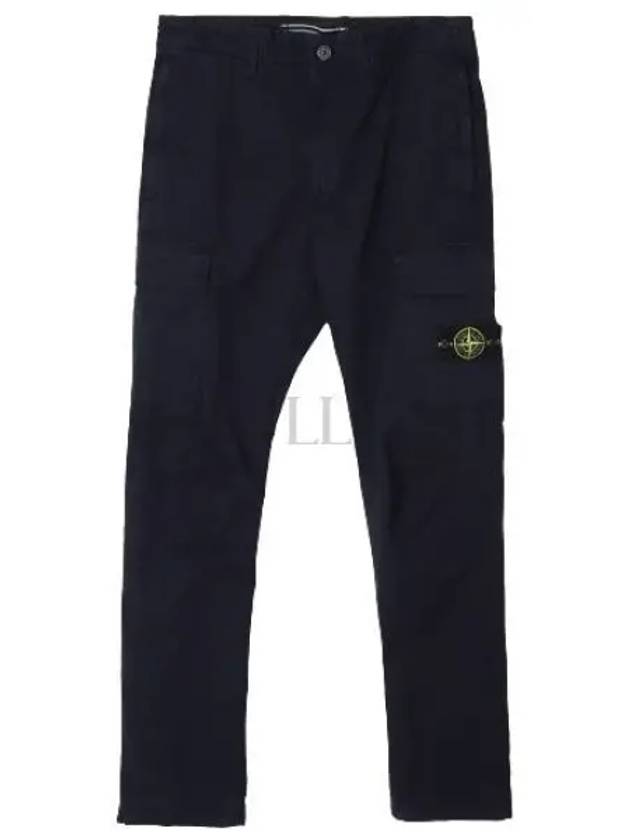 Stretch Cotton Gabardine Garment Dyed Cargo Straight Pants Navy - STONE ISLAND - BALAAN 2