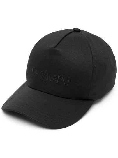 Embroidered Logo Gabardine Weave Cotton Ball Cap Black - SAINT LAURENT - BALAAN 2