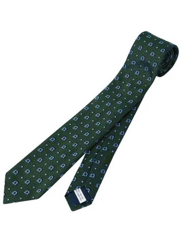 Men's CORBata Jacquard Ganzani Tie Green - SALVATORE FERRAGAMO - BALAAN 1