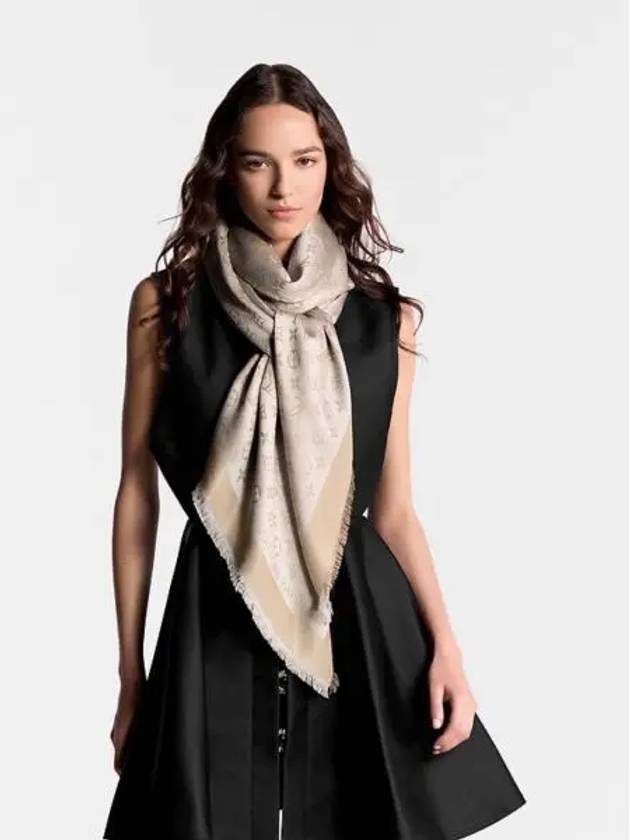 Monogram Shine Scarf Grey - LOUIS VUITTON - BALAAN 2