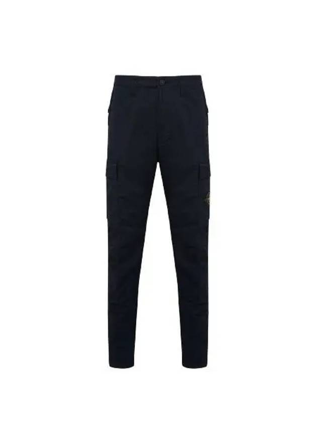 Stretch Cotton Gabardine Garment Dyed Cargo Straight Pants Navy - STONE ISLAND - BALAAN 2