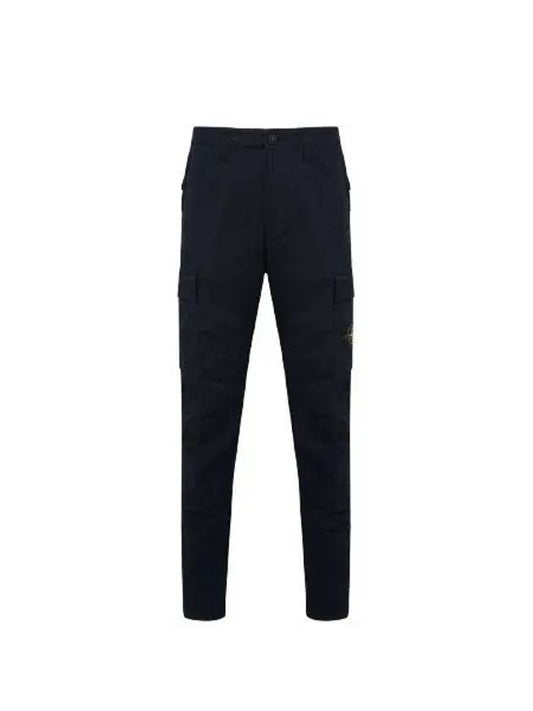 Stretch Cotton Gabardine Garment Dyed Cargo Straight Pants Navy - STONE ISLAND - BALAAN 2