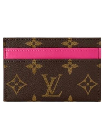 Double Card Wallet Brown Pink - LOUIS VUITTON - BALAAN 1