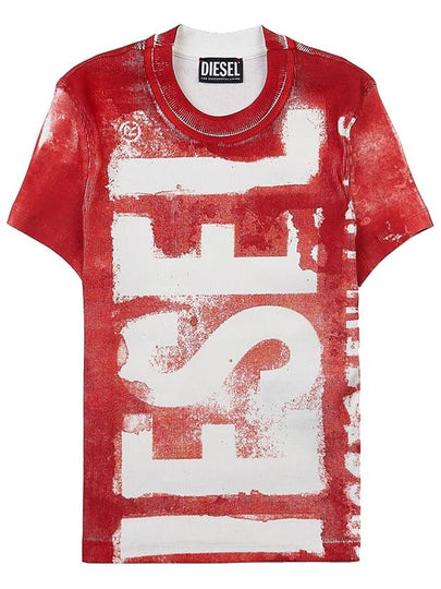 T-Skinzy Distressed Short Sleeve T-Shirt Red - DIESEL - BALAAN 2