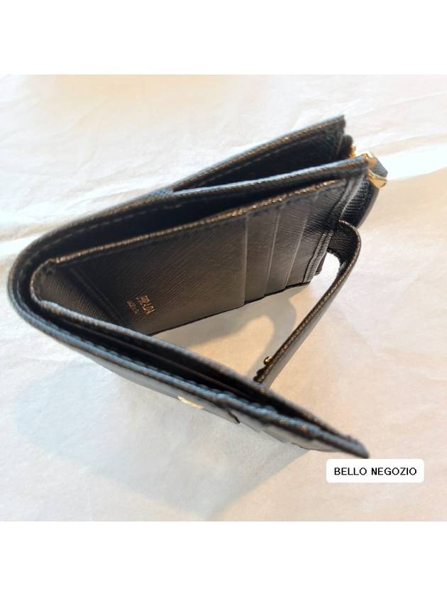 Saffiano Leather Half Wallet Black - PRADA - BALAAN 6