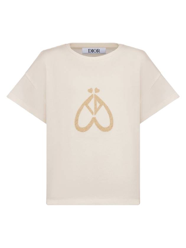 Kid's Cotton Jersey Shot Sleeve T-Shirt Cream - DIOR - BALAAN 1