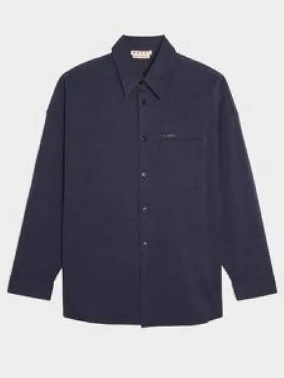 Logo Pocket Cotton Long Sleeve Shirt Blue - MARNI - BALAAN 2