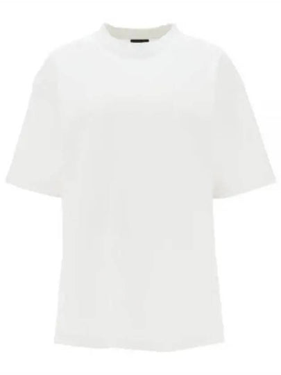 Rhinestone Logo Cotton Short Sleeve T-Shirt White - BALENCIAGA - BALAAN 2