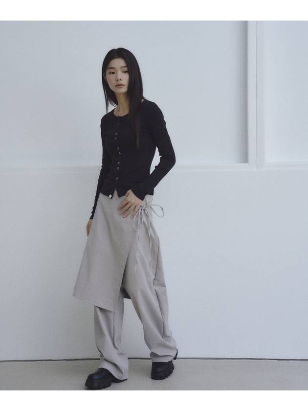 Wrap skirt half banded pants Gray - THE GREEN LAB - BALAAN 4