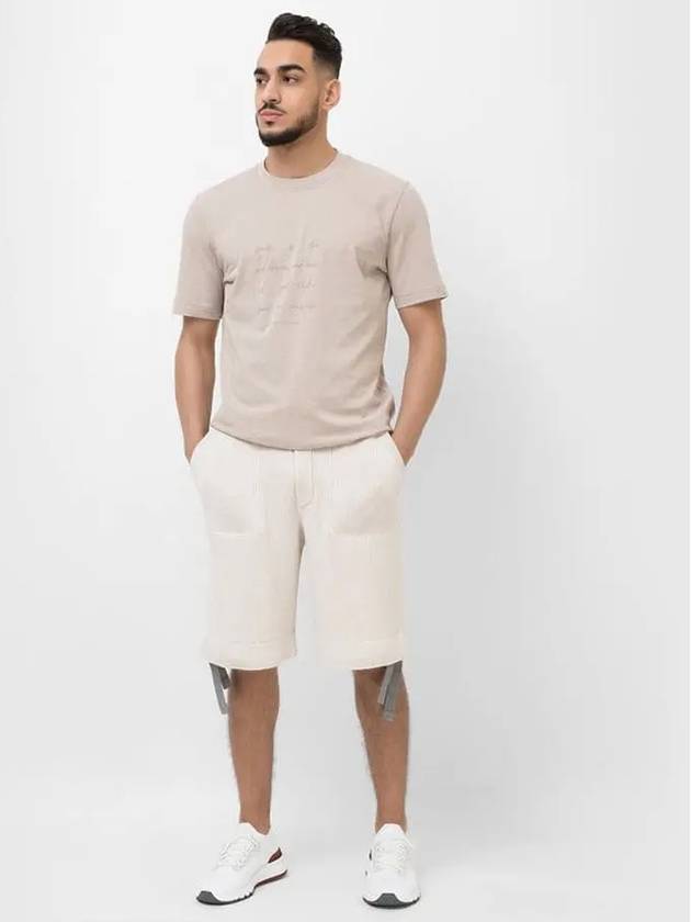 Drawstring cotton shorts beige - BRUNELLO CUCINELLI - BALAAN 3