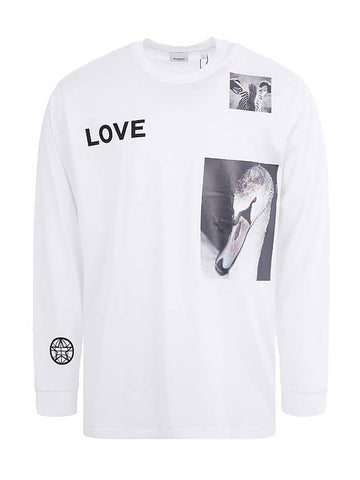 Men's Alphabet Print Long Sleeve T-Shirt White - BURBERRY - BALAAN 1