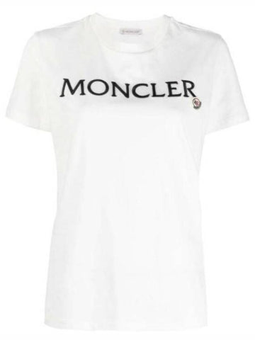 Embroidered Logo Short Sleeve T-shirt White - MONCLER - BALAAN 1