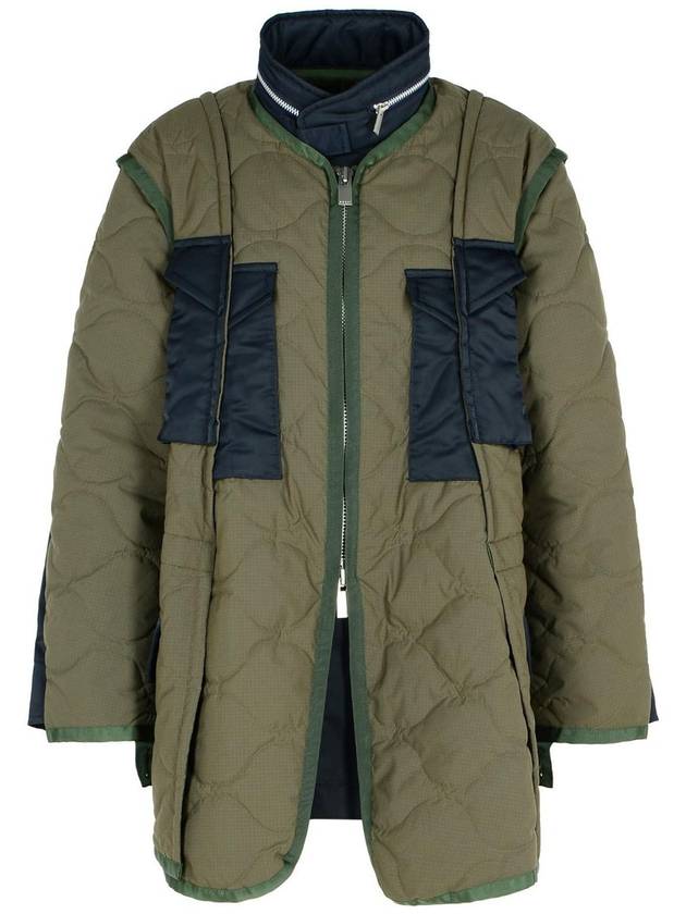 Sacai 'Quilted' Green Polyester Coat - SACAI - BALAAN 1