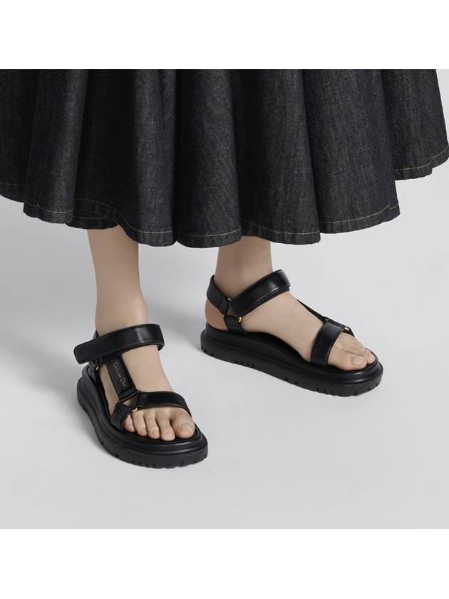 D Wave Leather Sandals Black - DIOR - BALAAN 3