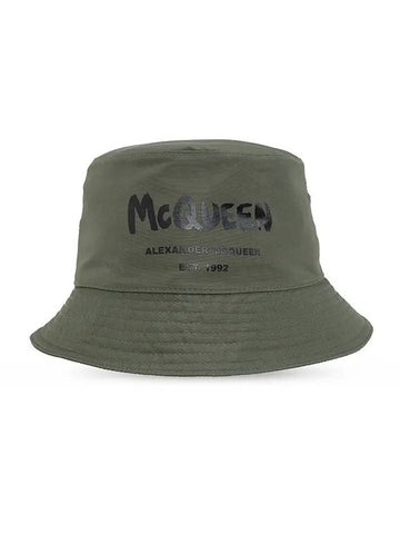 Graffiti Logo Bucket Hat Khaki - ALEXANDER MCQUEEN - BALAAN 1