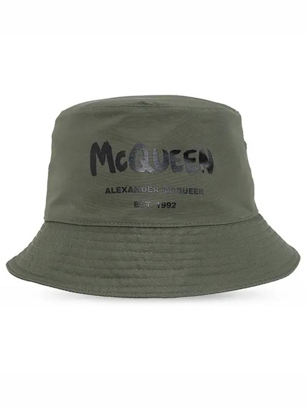 Logo Bucket Hat Khaki - ALEXANDER MCQUEEN - BALAAN.