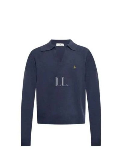 Football Polo Wool Knit Top Navy - VIVIENNE WESTWOOD - BALAAN 2