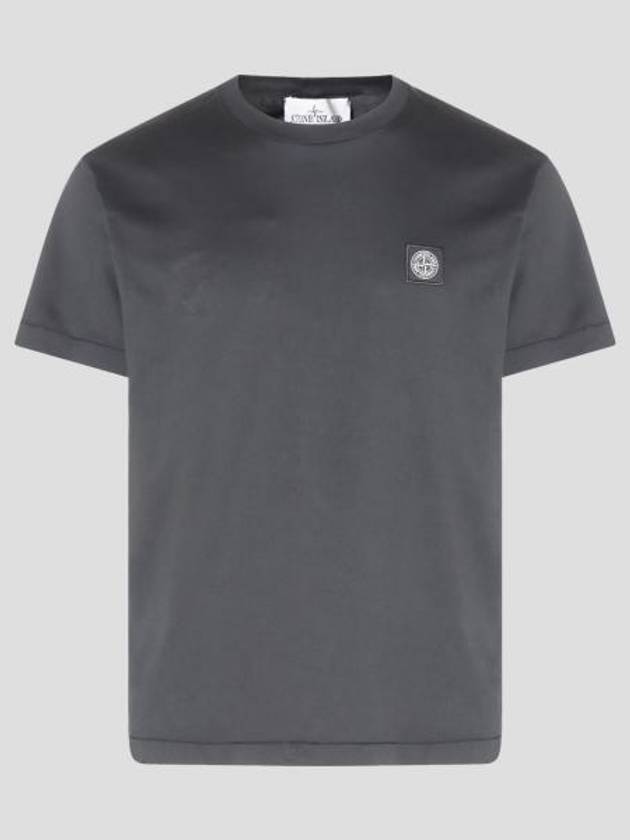 Slimfit Cotton Jersey Short Sleeve T-shirt Grey - STONE ISLAND - BALAAN 2