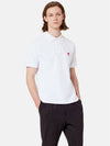 Small Heart Logo Polo Shirt White - AMI - BALAAN 3