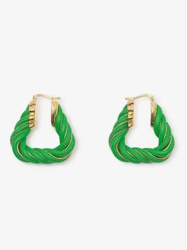 Twisted Triangle Hoop Earrings Green - BOTTEGA VENETA - BALAAN 2