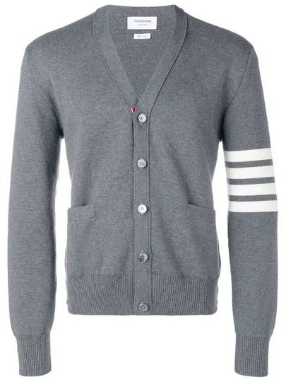 Milano Stitch 4-Bar Cardigan Medium Grey - THOM BROWNE - BALAAN 2