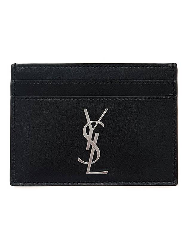 Monogram Card Case in Smooth Leather Black - SAINT LAURENT - BALAAN 2