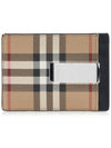 Vintage Check Money Clip Card Wallet Beige - BURBERRY - BALAAN 4